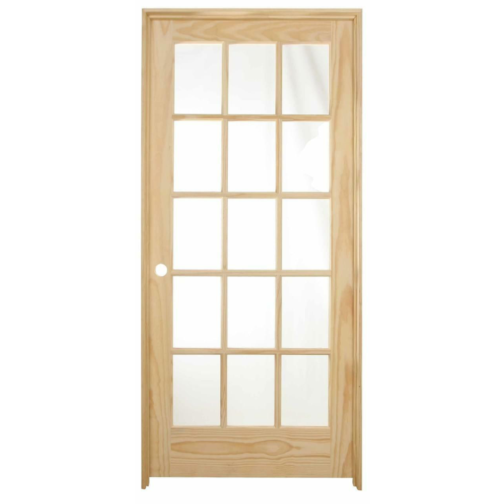 36 in x 80 in 15 Lite Pine Prehung Interior Door